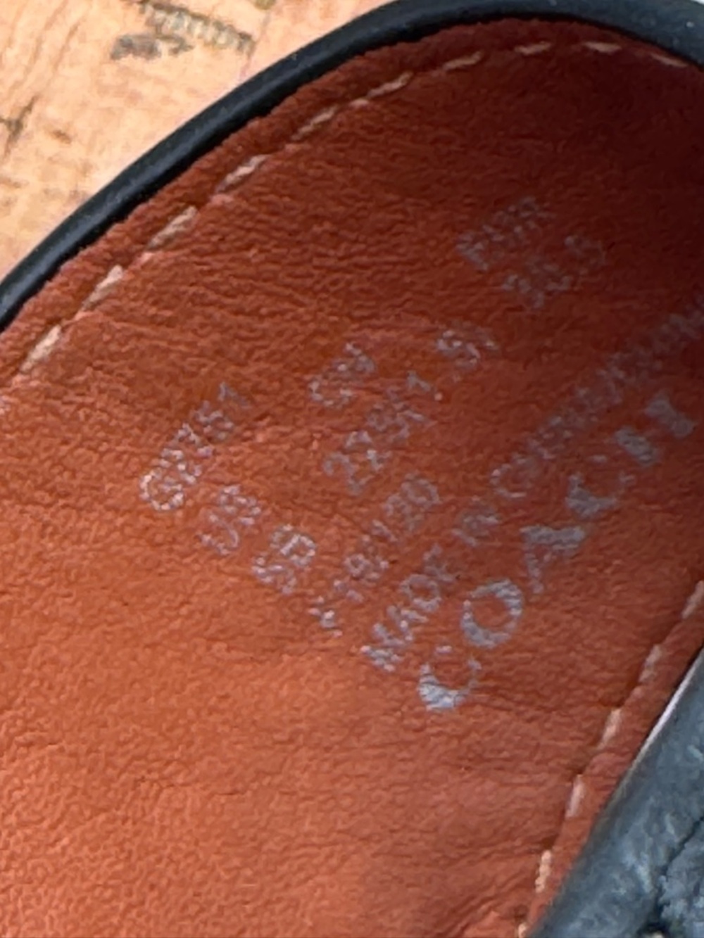 Coach Black Leather Cork Wedge Sandals with Gold Buckle - Picture 6 of 10